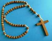 1950s Sacred Olive Wood Handmade Rosary from Jerusalem