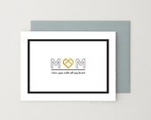 Mother's Day Card - printable "Mom I love you with all my heart" - gold foil geometric heart - black and white