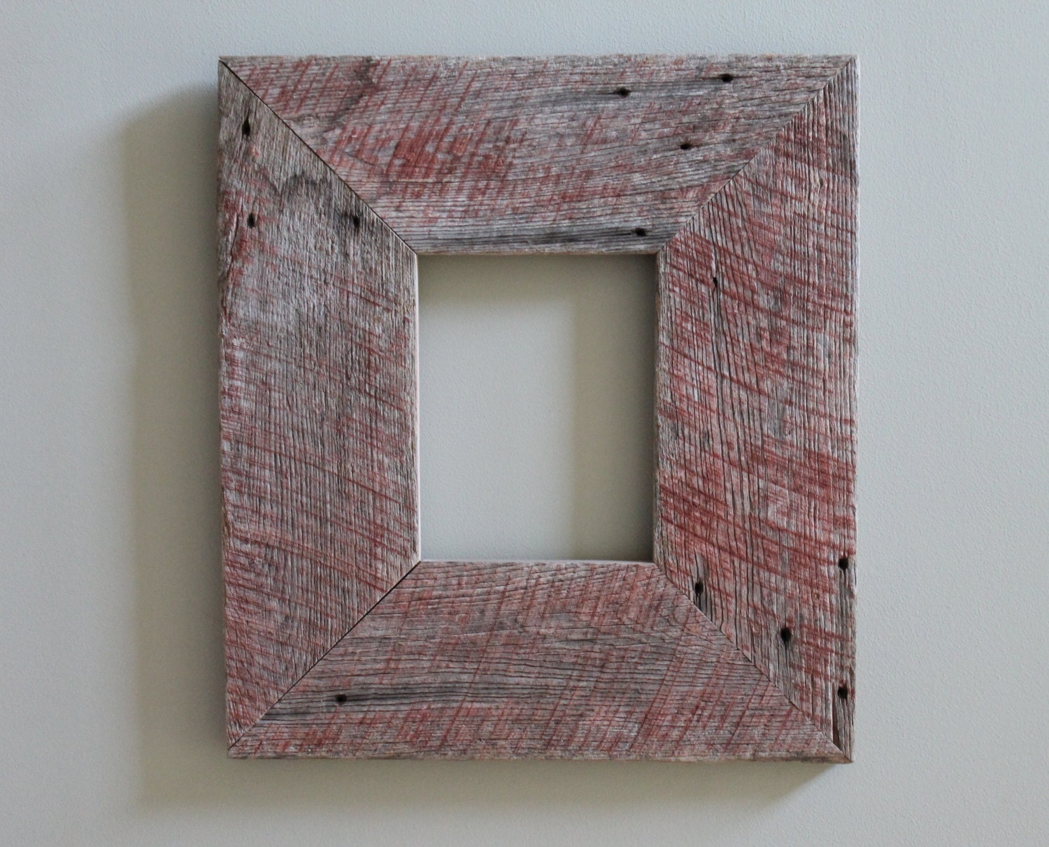 Antique Barnwood Frame Vintage Barn Wood Reclaimed Rustic Red Large Mirror Picture Photo 8x10