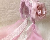 Newborn Hat, Newborn Bonnet, Lilac, Lace, Photo Prop, READY TO SHIP
