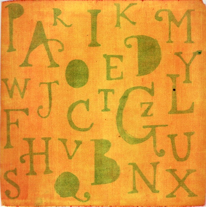 Alphabet - Handmade Monotype Typography Original Print