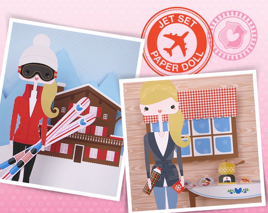 Swiss Alps - Jet Set Paper Doll - PDF download