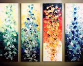 4 panels 30"x40" Original Modern Abstract Large Painting on Canvas.Palette Knife.Ready to Hang.Emotions.....-.by Nata S.