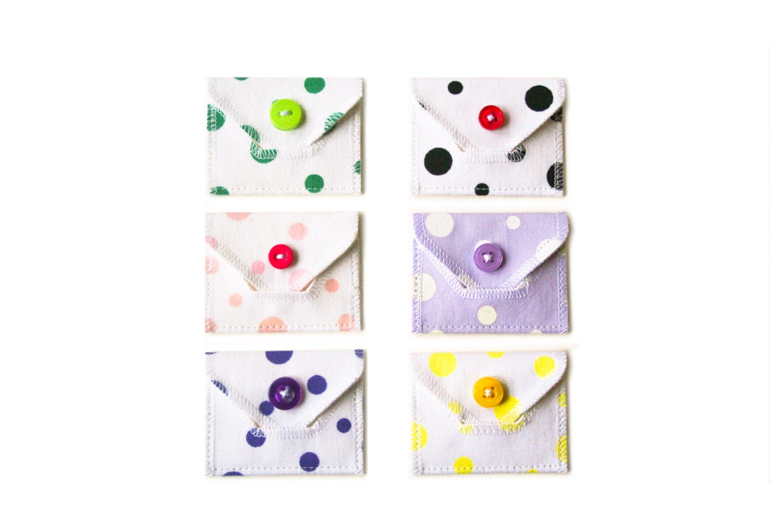 Teeny Tiny Love Note - Polka Dots - Handmade from Salvaged Fabrics