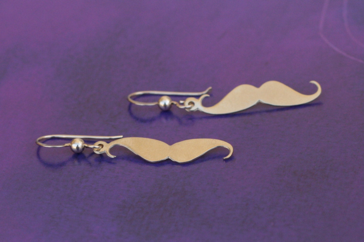 Mustache Earrings, Gold Mustache Dangle Earrings, Hipster Jewelry- Ready to Ship