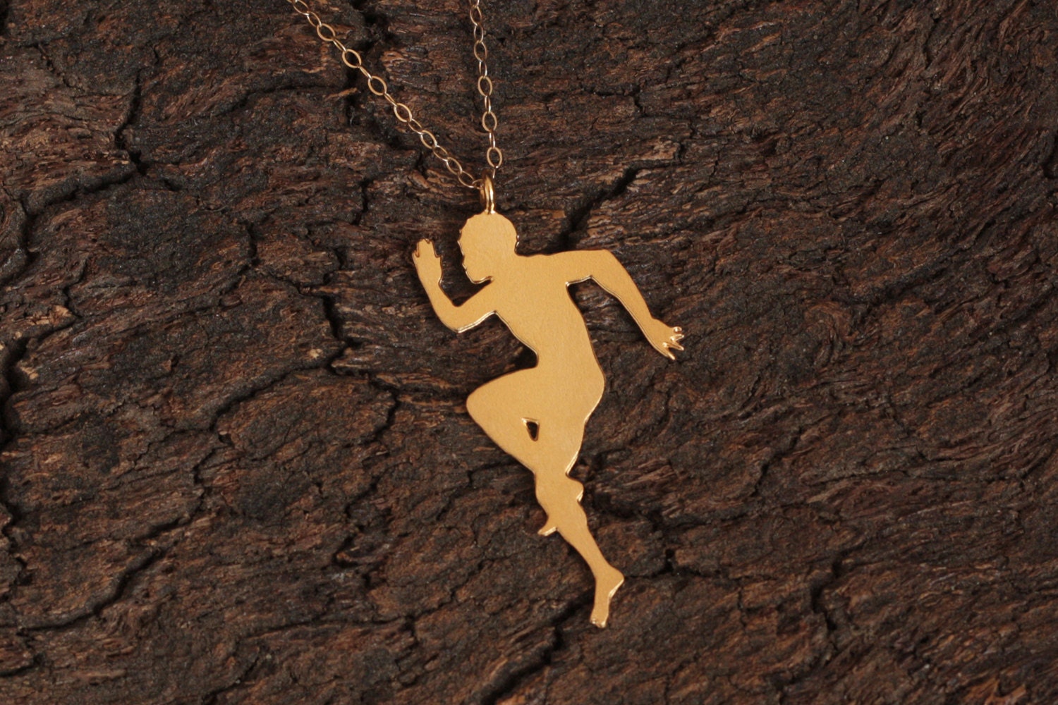 Runner Gold Necklace, Marathon necklace, Running Man Silhouette Pendant, Unisex Gift- Ready to Ship