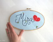 Nursery Art Personalized Name Sign Large Butterfly Embroidery Hoop Wall Art Girl Vintage Shabby Chic Room Decor Polka Dot