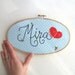 Nursery Art Personalized Name Sign Large Butterfly Embroidery Hoop Wall Art Girl Vintage Shabby Chic Room Decor Polka Dot