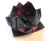 Black and Red Lotus - Origami Flower Hair Accessory or Pin