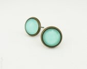 Green Mint Pastel Glass Stud Earrings