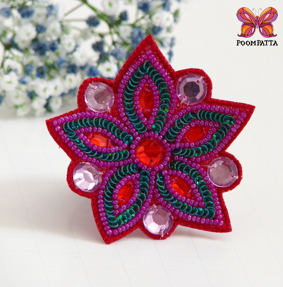 Ponytail holder- ' GREEN FLOWER'- Beaded and sequined headpiece-holiday collection