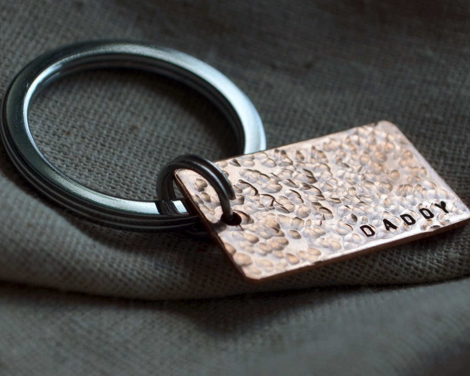 Copper Stamped Keychain - Hammered Finish -Dad - Fathers Day - Custom