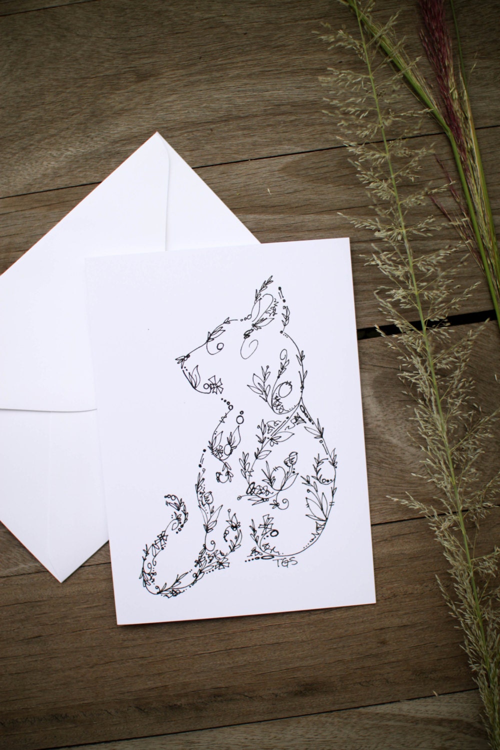 Any Occasion Cat Greeting Card - Cat Profile Illustration - A2 Size