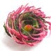 Felt flower brooch Pink Green, /Wool Felt Jewelry/ under 25 USD