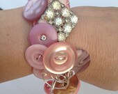 Pink Champagne Vintage Button Bracelet 