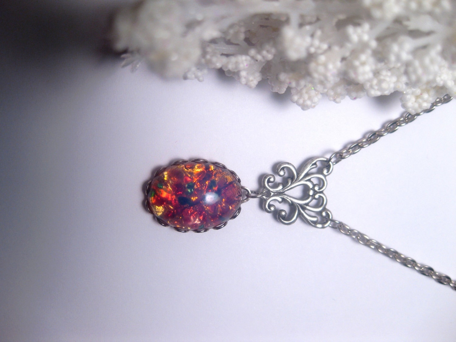 Pink Opal Pendant Necklace