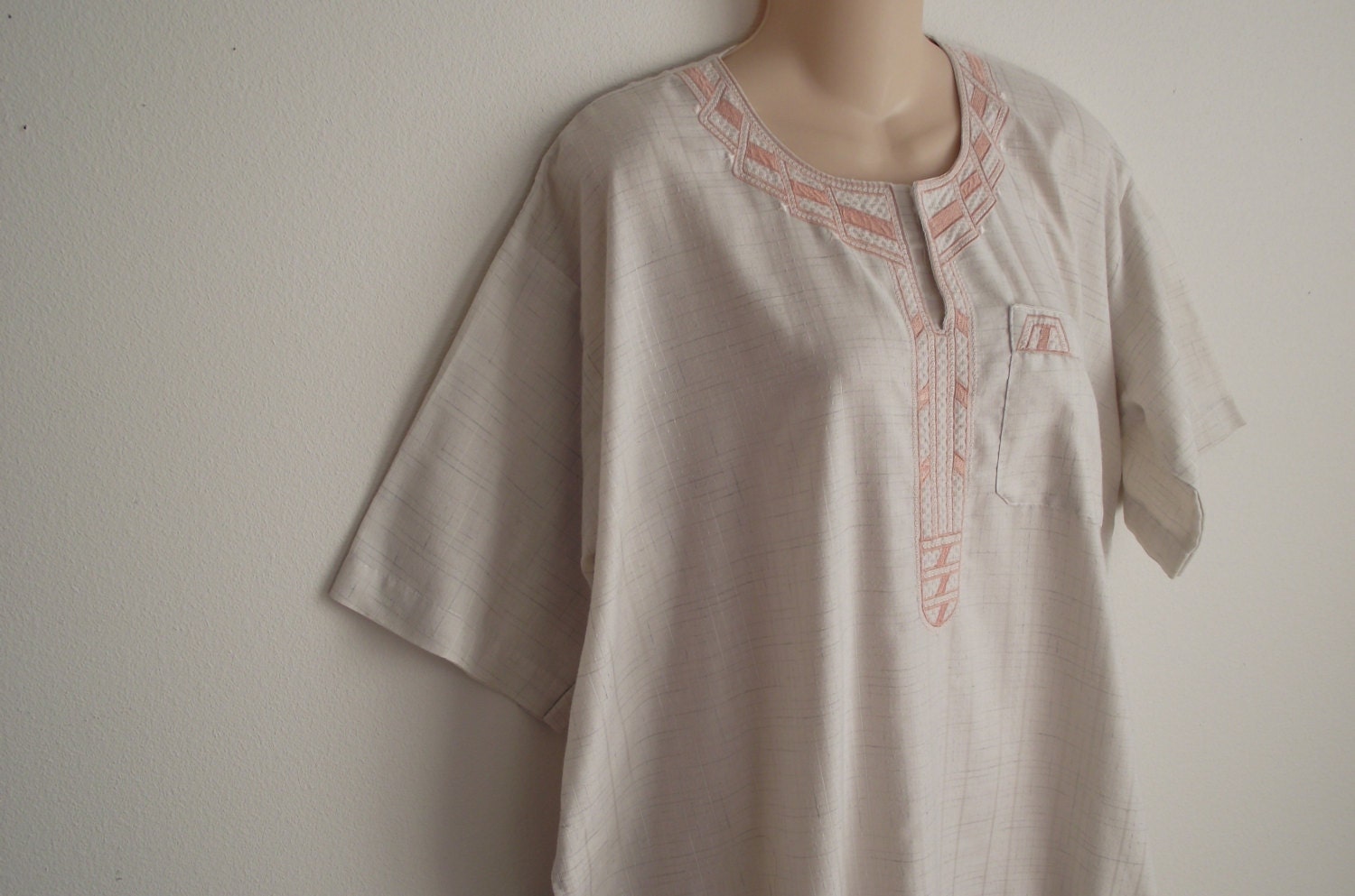 Vintage caftan dress ethnic boho india embroidered L XL