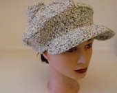 Vintage newsboy hat  cap crochet grey heather handmade