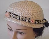 Vintage ladies hat  straw fascinator downton abbey  gatsby style