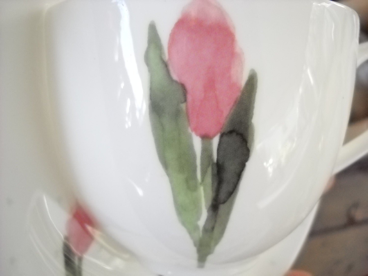 Bone China Tea Cup and Saucer Glass Windchime Roses Wind Chime