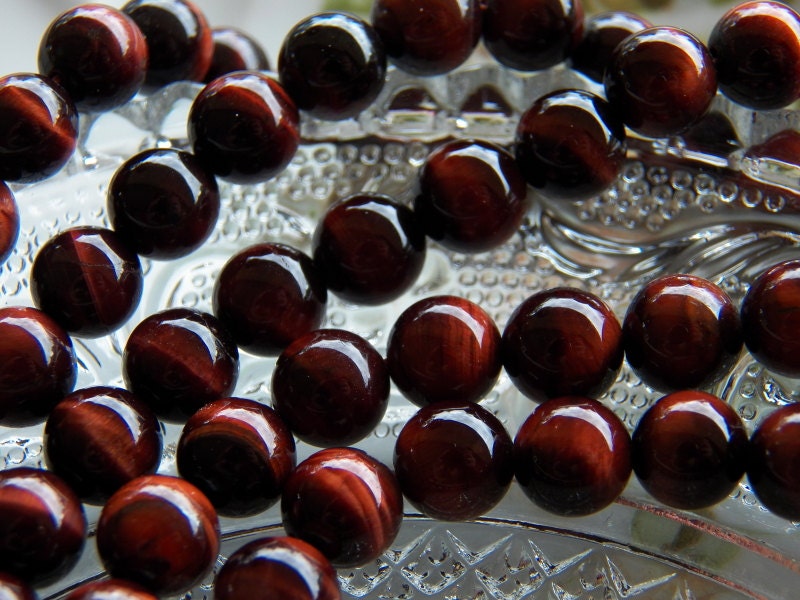 8mm A Grade Red Tigereye Natural Polished Round Gemstone Beads, 7.75-8 IN (D1C49)