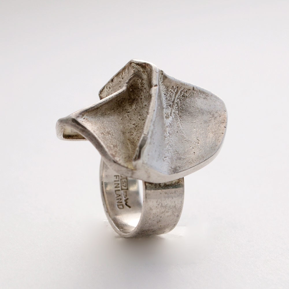 Modernist Bjorn Weckstrom Lapponia Silver Ring Finland Scandinavian Nordic 1970s