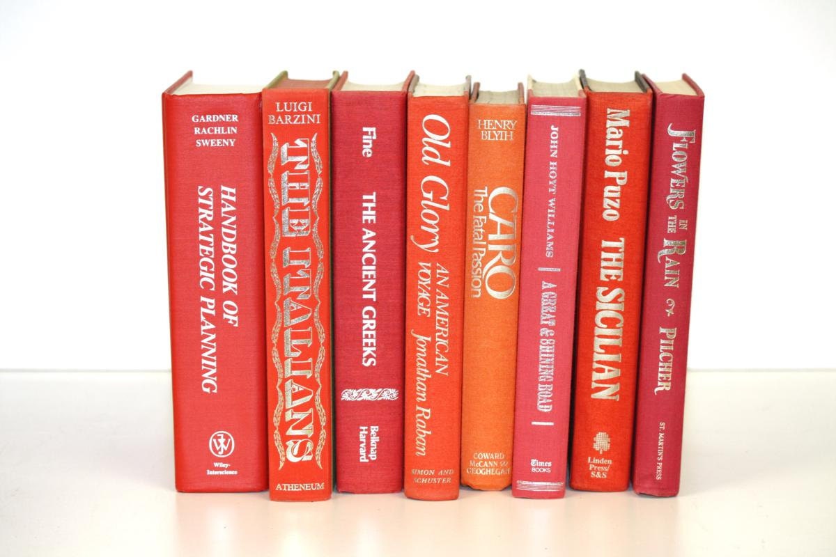 Vintage Orange Pink Shades Vintage Book Collection Home Decor Vintage Book Bundle