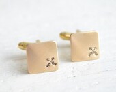 Bohemian arrow stamped brass cufflinks - mens boho accessories for wedding day and every day - made in the USA by white truffle