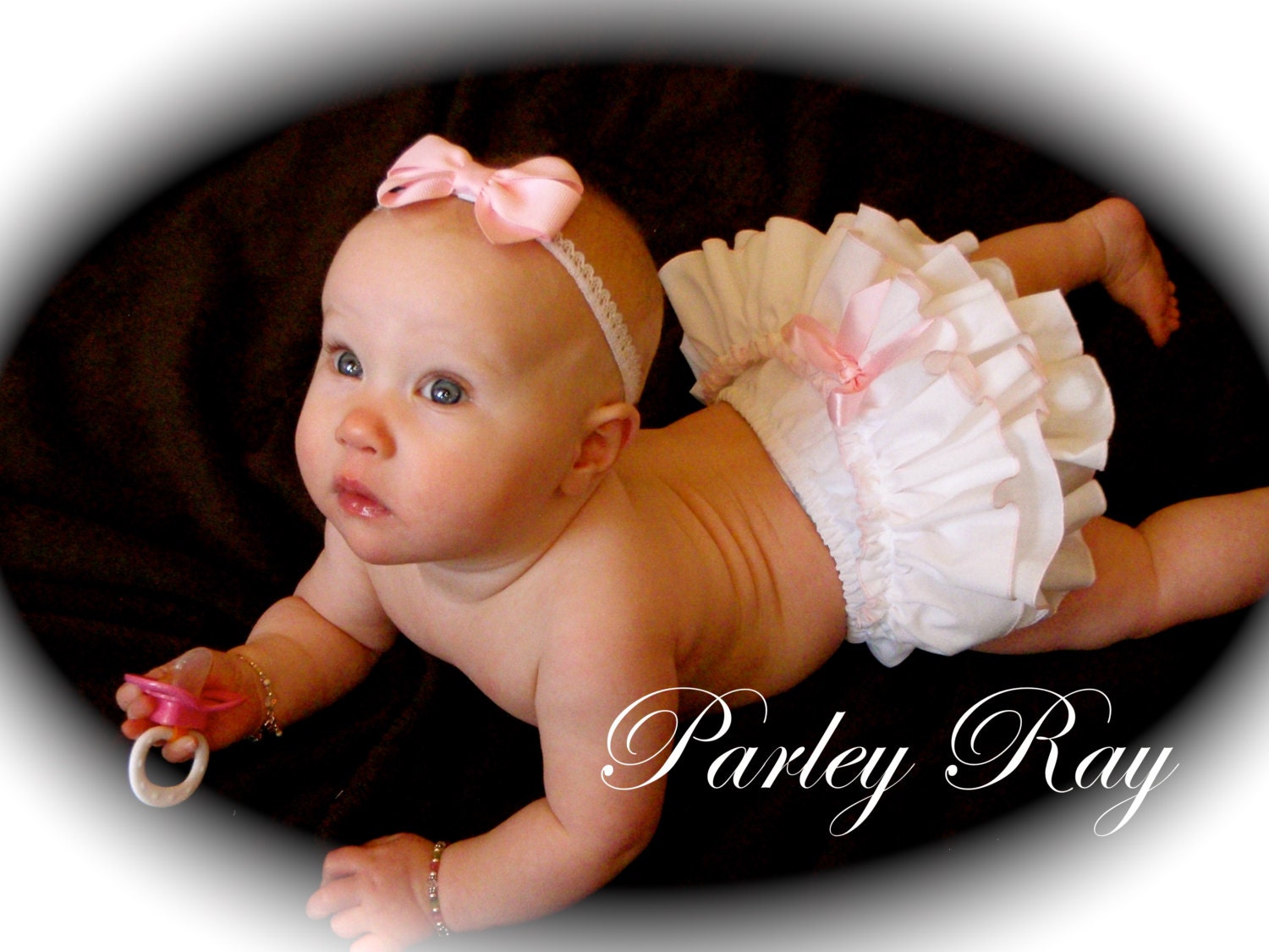 Beautiful Parley Ray Custom Boutique White and Pink Ruffled Baby Bloomers/ Diaper Cover / Photo Props/ Ruffle Butts