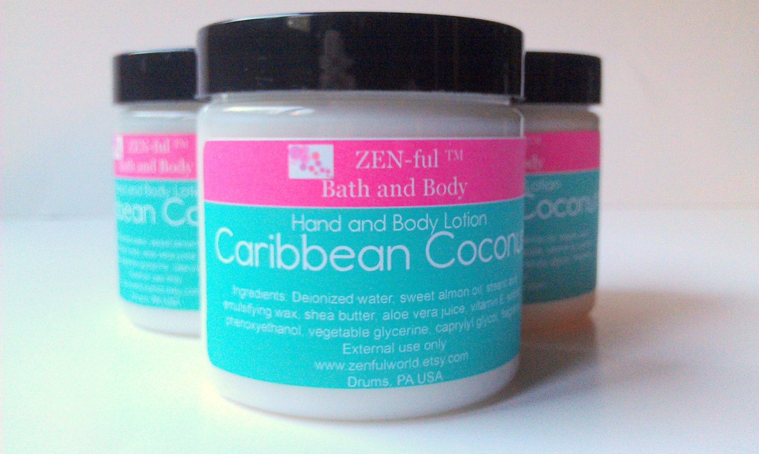 Caribbean Coconut Body Lotion by ZEN-ful, Hand Lotion,  Shea Butter Body Lotion, Paraben Free Lotion, Gift Ideas, skin care, Lotion 4 oz