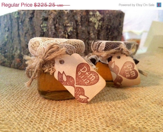 ON SALE 15% off Hand made Wedding Favor Jars with Custom Stamp and Tags Il_170x135