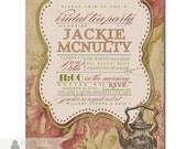 Bridal Tea Party Invitation Vintage Rustic Bridal Tea Wedding Invitation Rose Typography Poster Printable Digital or Printed - Jackie Style