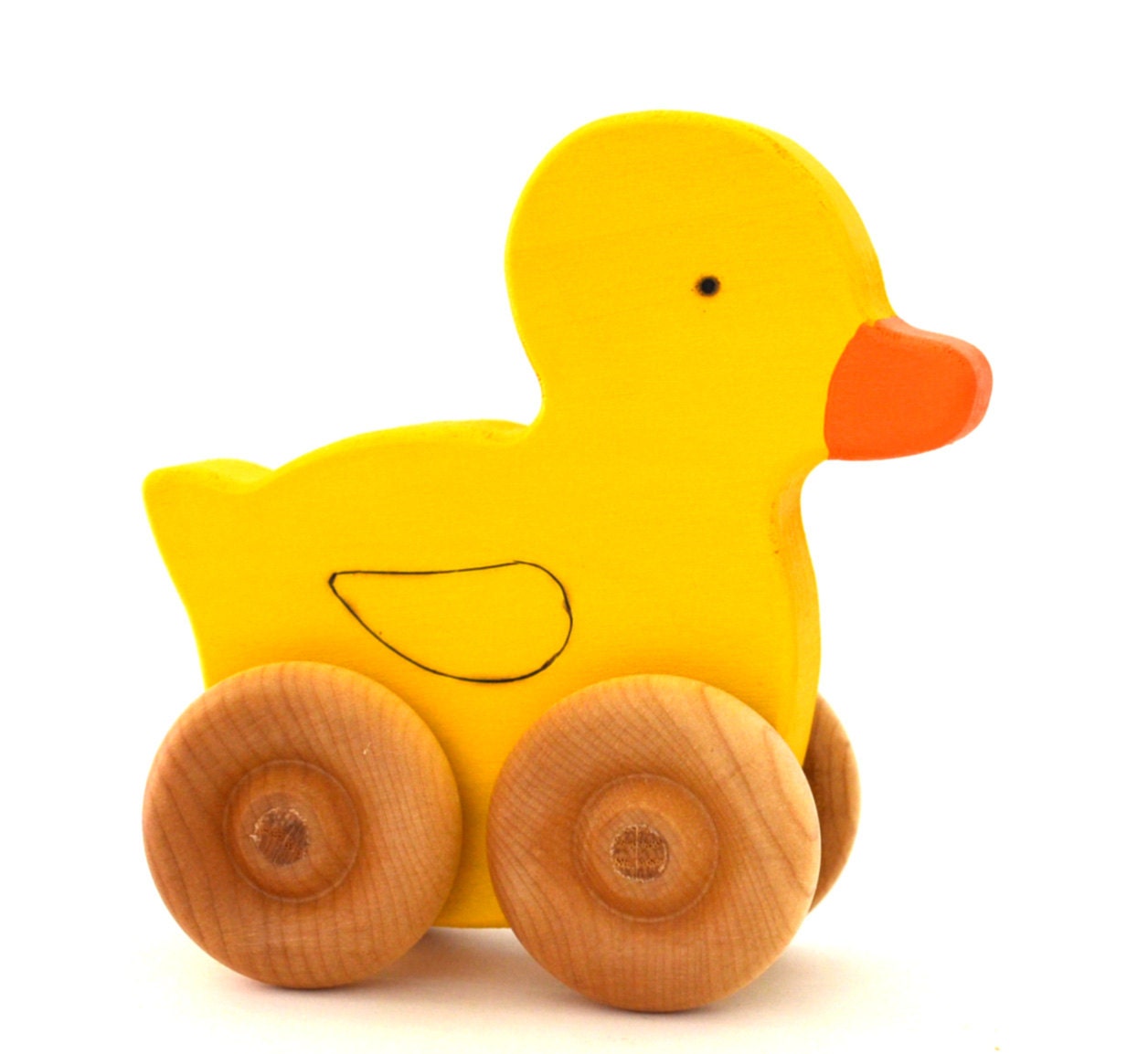 Personalized Toy Duck - Wooden Toy - Push Toy - Personalized - Waldorf Toddler Toy
