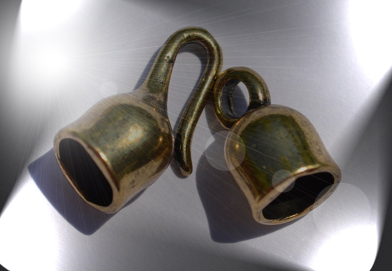 Antique Brass Hook and Eye Clasp, with end cap, cord end, leather cord end, 9x31mm, Lead, Cadmium and Nickel Free