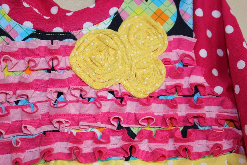 The Confetti Dress -- Long Sleeve Jersey Bubble Hem Dress Size 4T - 5T