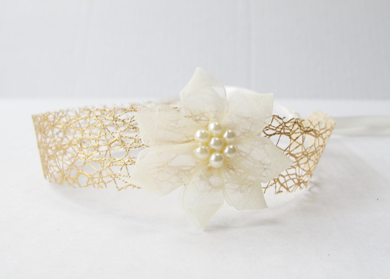 Newborn - Gold Headband - Ready to Ship - Photography Prop - Tieback