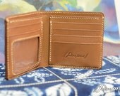 Camel Brown Hand-stiched Leather Bi-fold Wallet