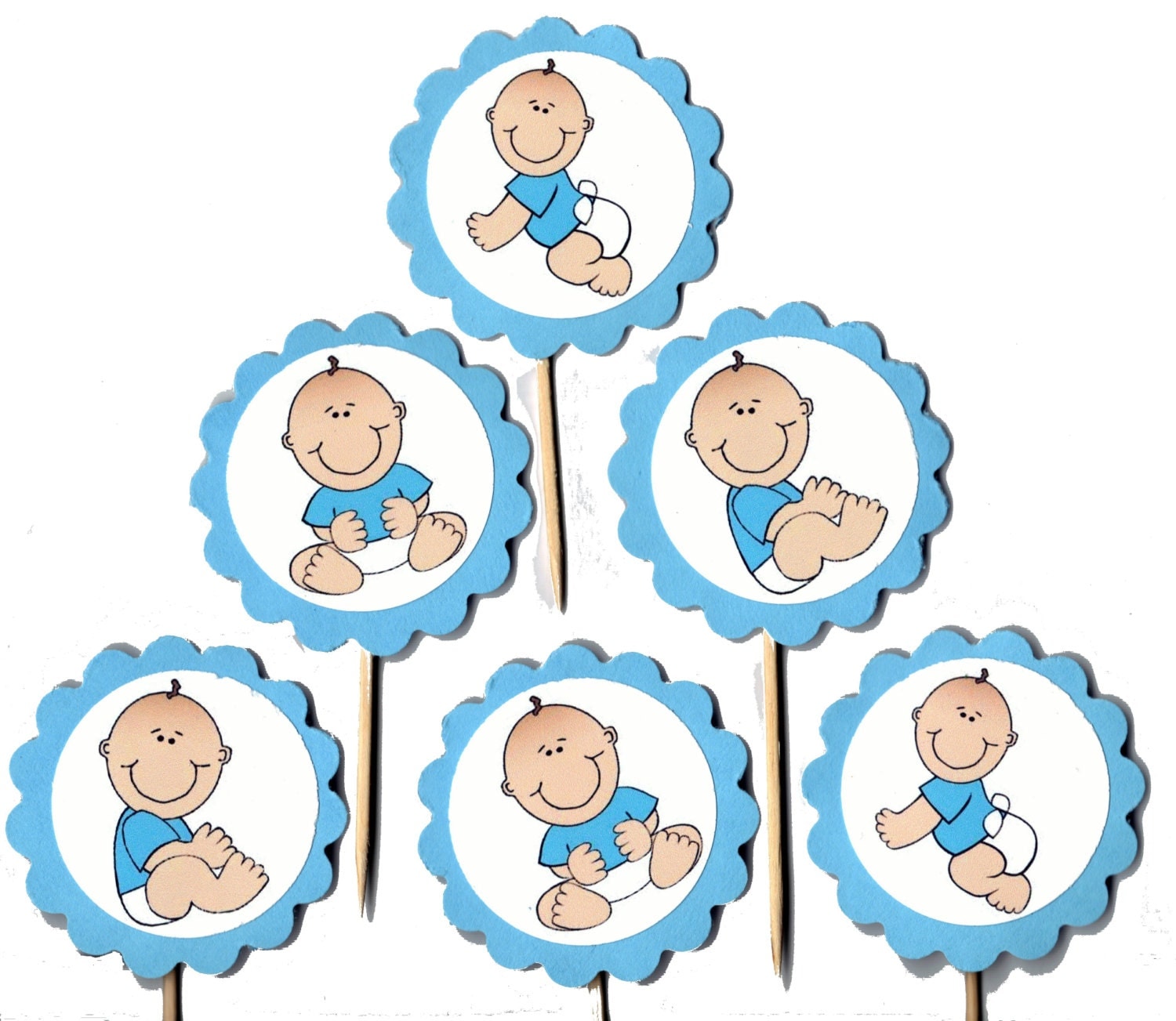 Baby Boy Cupcake Topper or Food picks Gender Reveal shower ...