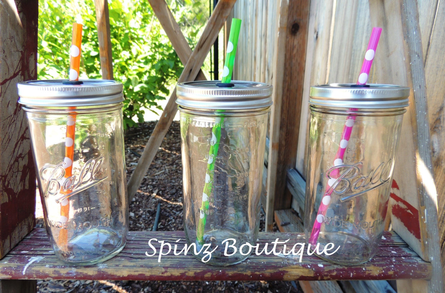 24 oz Mason Jar Tumblers- Polka Dot