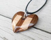 Wood Heart Necklace - Walnut, Maple & Cherry - Women's Jewelry