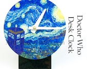 Doctor Who desk clock Van Gogh dr who Tardis, Doctor Who clock desk Cafe terrace  geek gift idea