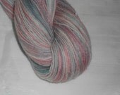 Luxury Hand Dyed Merino Wool Lace Yarn, 2-ply Rose Bluegreen "Japanese Cherry"
