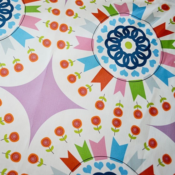 Flowers and Bunting Kitchen Towel Housewares Whimsical Cute Feminine
