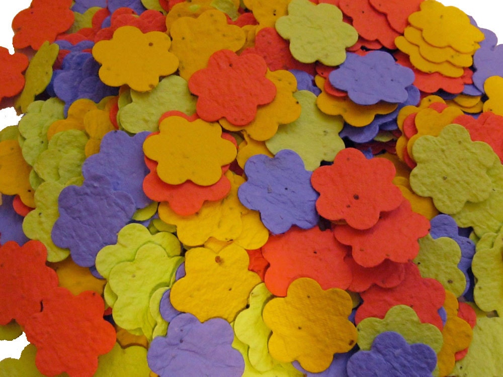 Pick Your Colors - Custom Blend -Plantable Seed Paper Flowers -100 Count - Eco Friendly, Wedding Favors, Bridal Showers and Much More