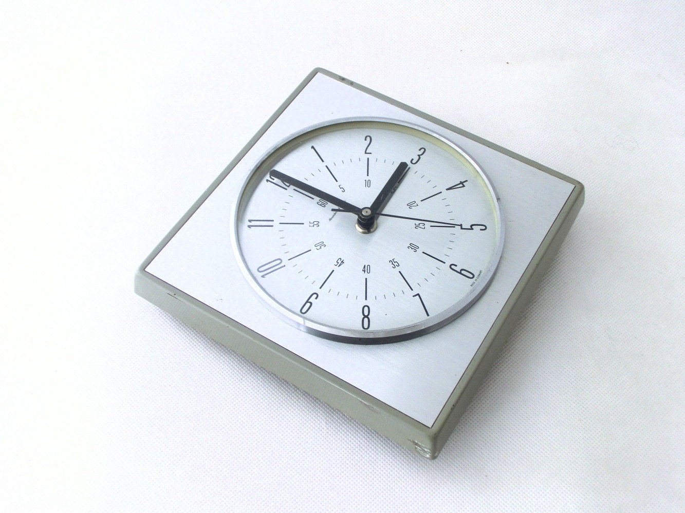 Vintage wall clock - silver / grey color - from Germany 70s