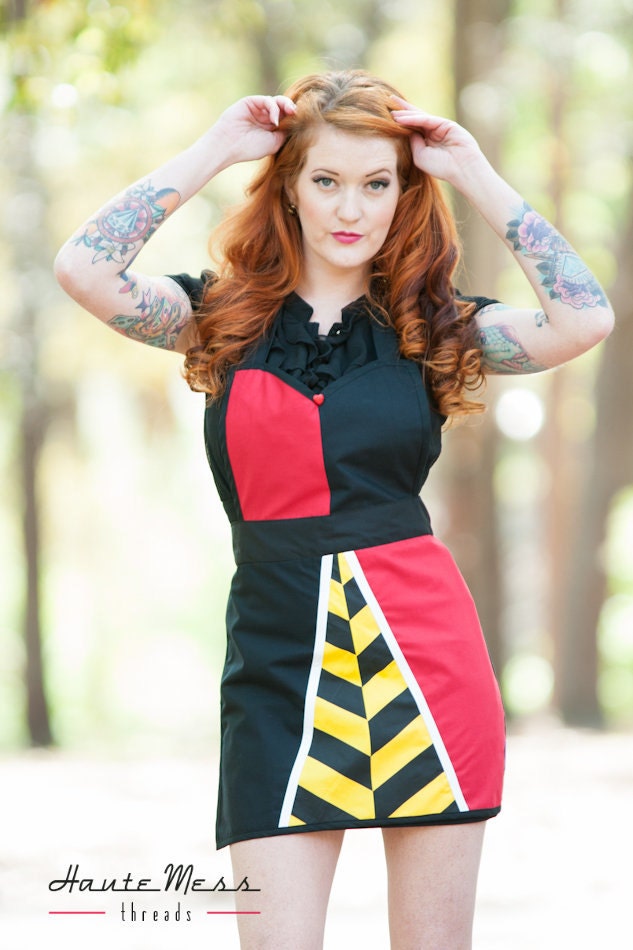 Sample Sale Queen of Hearts inspired apron alice in wonderland inspired