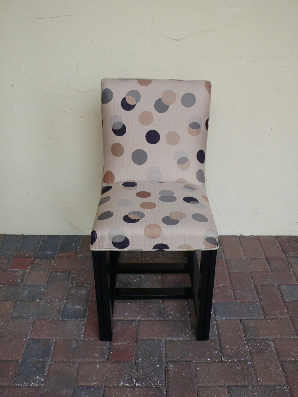 Very Rare Unusal retro mid century modern armless chair - MCM - large dot MCM style fabric