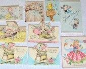 Vintage Greeting Cards, a Cute Assortment of 21