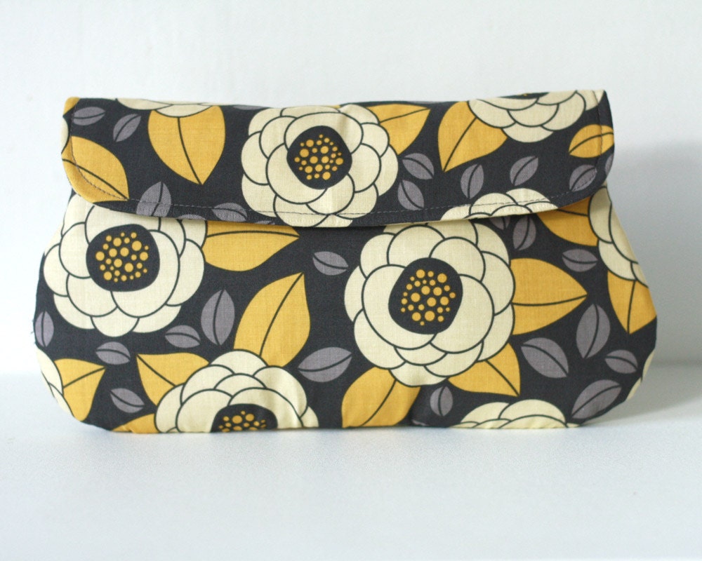 Bridesmaid Clutch in Yellow and Gray - Bloom in Granite