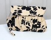 wedding clutch -  champagne cllutch black floral-  bridesmaid clutch - bridal gift